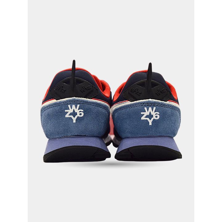Retro delle sneakers W6YZ con tallone in camoscio azzurro e monogramma