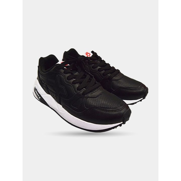 Paio di sneakers W6YZ nere in pelle di tre quarti con lacci neri