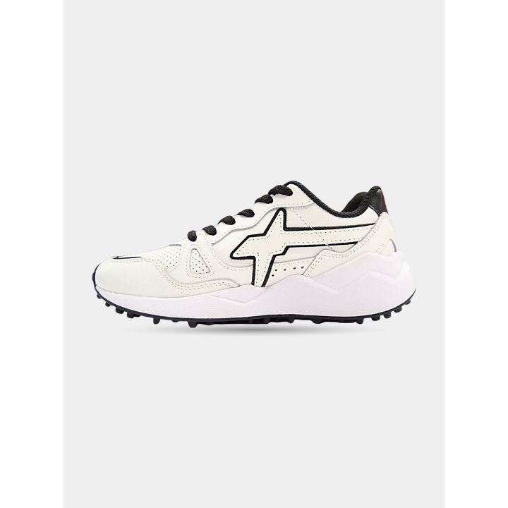 Sneaker W6YZ bianca vista dal lato interno con il logo bordato di nero