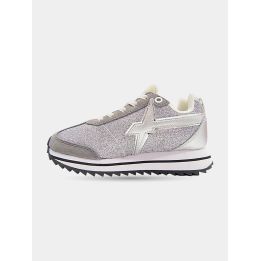 Sneaker W6YZ grigia glitter con logo argento, vista laterale