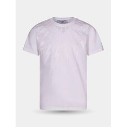 T-shirt Neil Barrett bianca con fulmini tono su tono intorno al collo, davanti