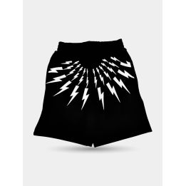 Shorts Neil Barrett neri con fulmini bianchi a raggiera, vista frontale