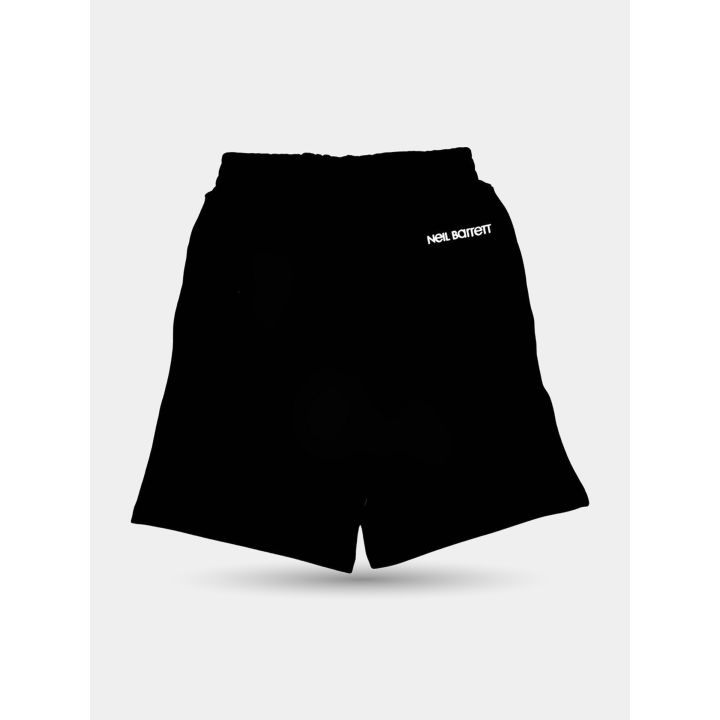 Retro degli shorts Neil Barrett neri con la scritta del marchio