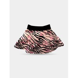Gonna Pinko rosa zebrata con fascia nera in vita, vista frontale