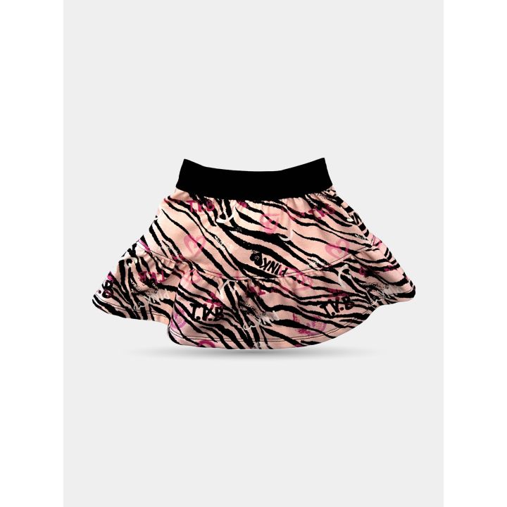 Gonna Pinko a balze rosa e nera da bambina, vista d'insieme