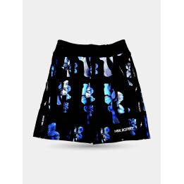 Shorts in felpa Neil Barrett neri a fiori blu, vista frontale