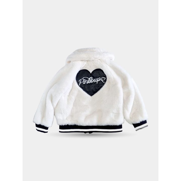 Retro del giubbotto Pinko bianco con cuore nero