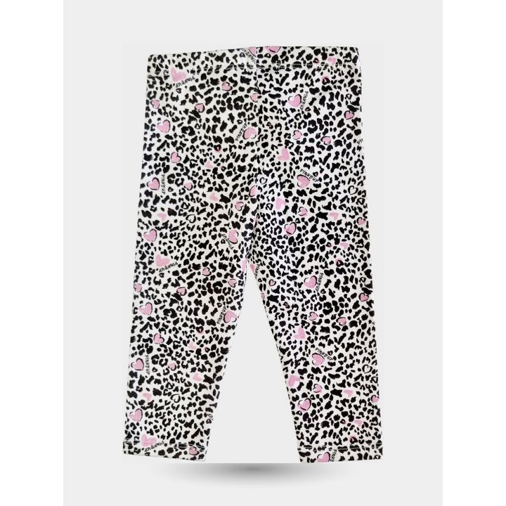 Leggings maculati bianchi e neri con cuori rosa del completo Pinko