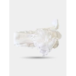 Cintura da comunione Aletta bianca con fiore velato, vista frontale