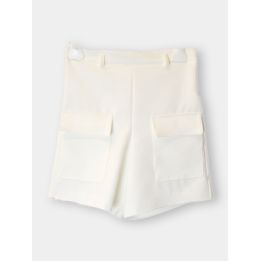 Pantaloncini Aletta bianchi con tasconi a patta, vista frontale