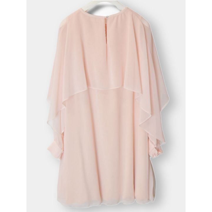 Retro dell'abito rosa cipria con mantellina e maniche lunghe