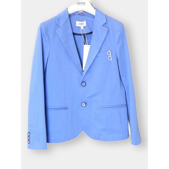 Giacca elegante Aletta blu chiaro con occhiali sul taschino, vista frontale