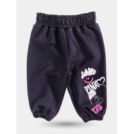 Pantalone tuta Pinko nero con scritte graffiti sulla gamba, vista frontale