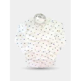Camicia Aletta bianca con stampa macchinine, vista frontale