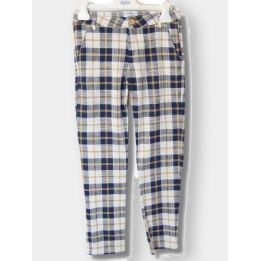 Pantaloni eleganti Aletta a quadri blu ed ecrù, vista frontale