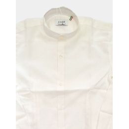 Camicia Aletta bianca con collo coreano, dettaglio del davanti