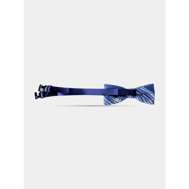 Papillon a quadri blu con la fascetta blu scuro regolabile