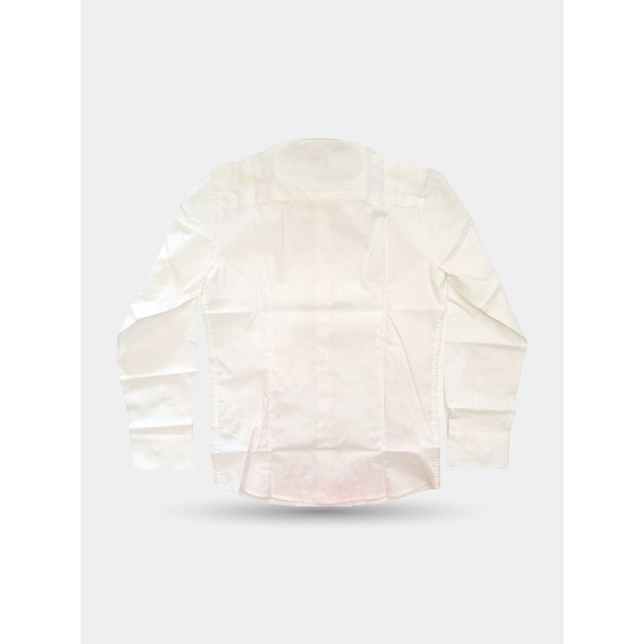 Retro della camicia bianca elegante a maniche lunghe