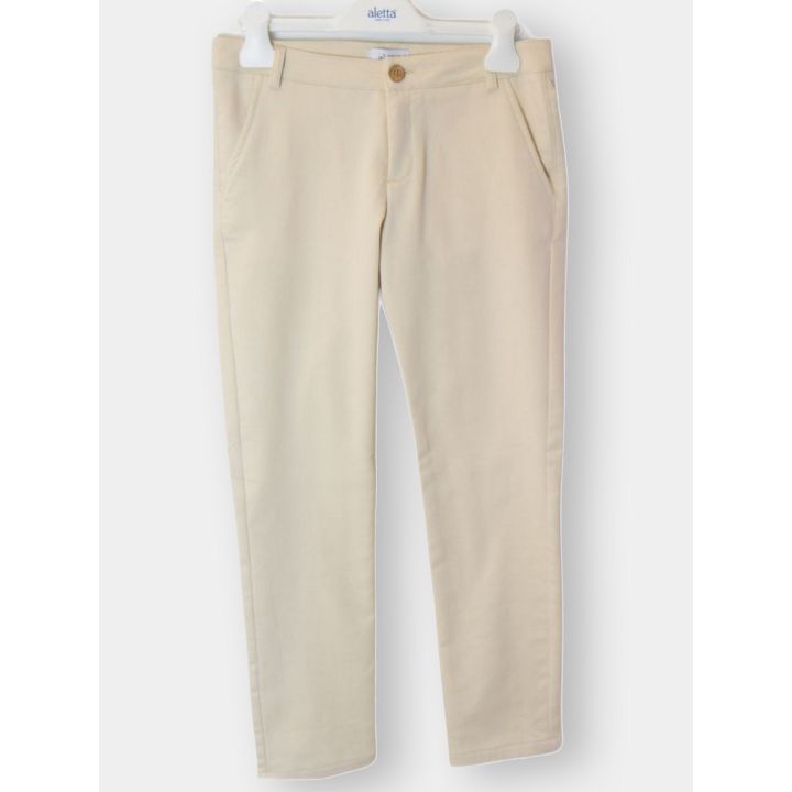 Pantaloni eleganti Aletta beige da ragazzo, vista frontale