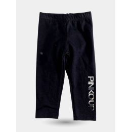 Leggings Pinko neri con scritta argento sulla gamba, vista frontale