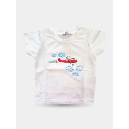 T-shirt Aletta bianca da neonato con aereo rosso vista frontale