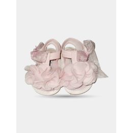 Scarpe aperte Aletta rosa con petali sulla punta, vista frontale