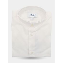 Camicia bianca elegante Aletta per neonato piegata, vista frontale con colletto
