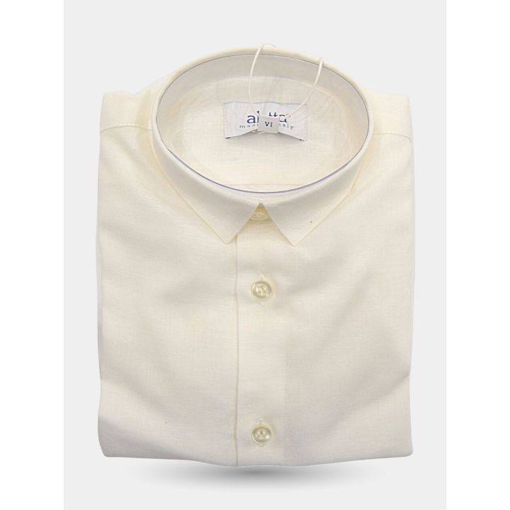 Camicia elegante Aletta color panna piegata con colletto e bottoncini in tono