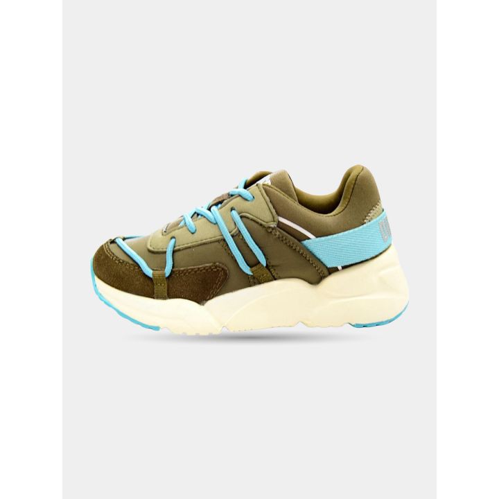Sneaker Diesel verde oliva vista dal lato interno con suola panna