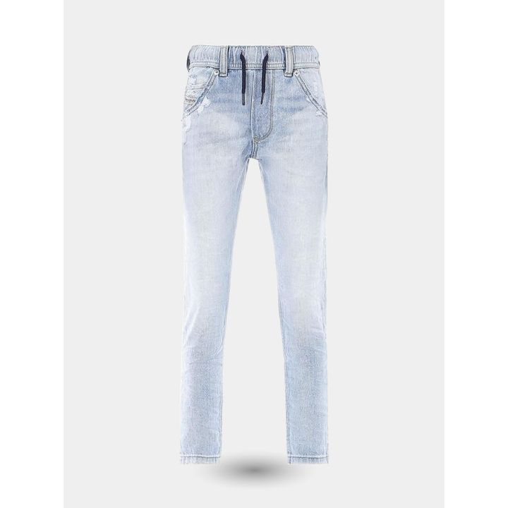 Jeans Diesel blu chiaro da ragazzo vista frontale con coulisse in vita