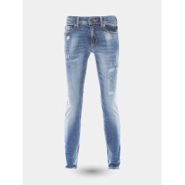 Jeans skinny Diesel blu da ragazza vista frontale con micro rotture