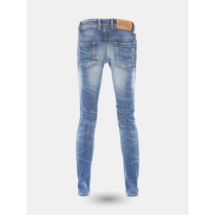 Retro del jeans skinny Diesel con patch color cuoio in vita