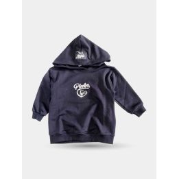 Abito felpa Pinko nero con cappuccio e logo argento, vista frontale