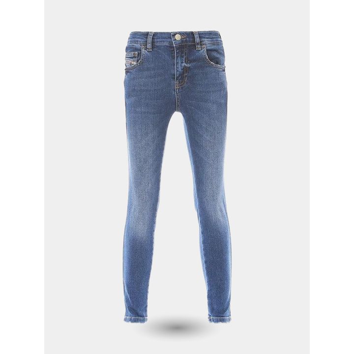 Jeans super skinny Diesel blu a vita alta da ragazza, vista frontale