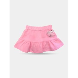 Gonna Pinko rosa in felpa con balza e logo argento, vista frontale