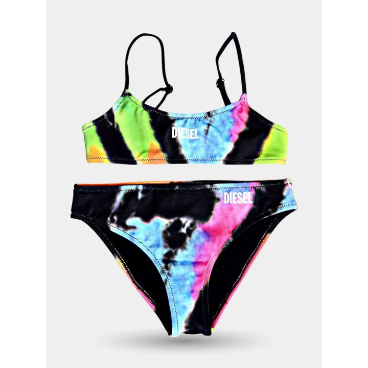 Bikini Diesel tie-dye multicolore da ragazza vista frontale