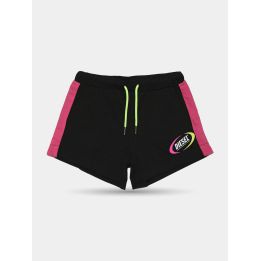 Shorts Diesel neri da ragazza vista frontale con bande fucsia