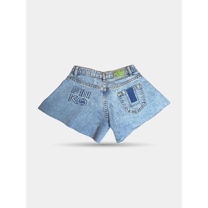 Retro degli shorts Pinko blu con logo impunturato e tasca