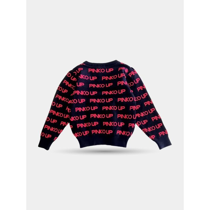Retro del maglione Pinko nero con scritte rosse