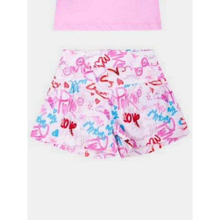 Shorts del completo Pinko con scritte graffiti e vita elastica
