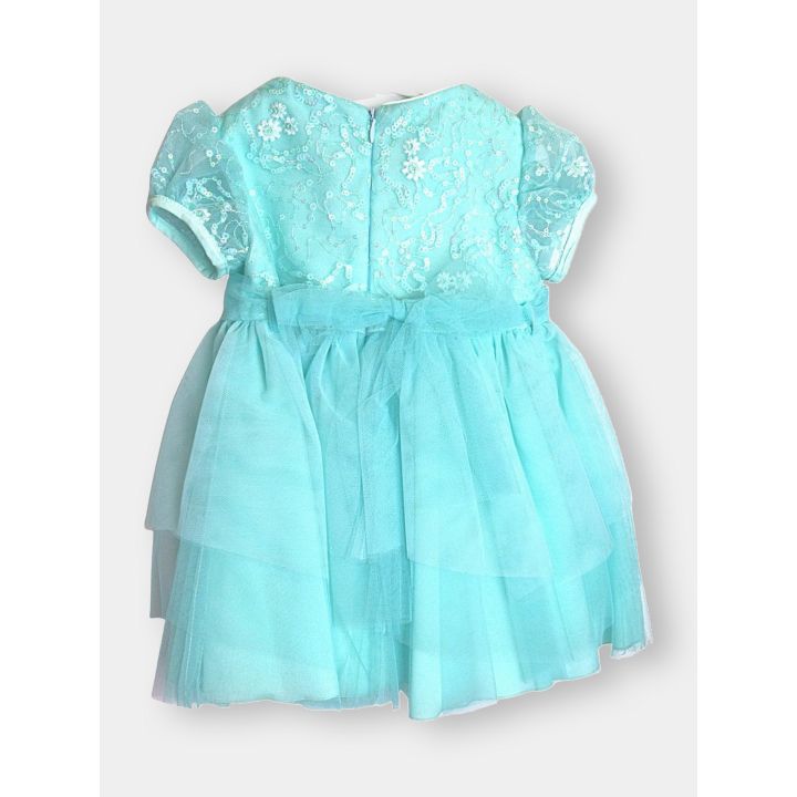 Retro dell'abito tiffany in tulle con la zip e la cintura annodata