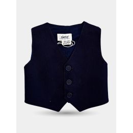 Gilet elegante Aletta blu da neonato con tre bottoni, vista frontale
