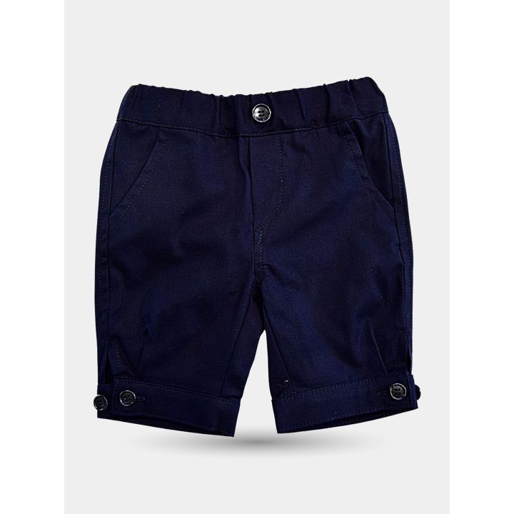 Pantaloni alla zuava Aletta blu da neonato con bottoni sul fondo, davanti