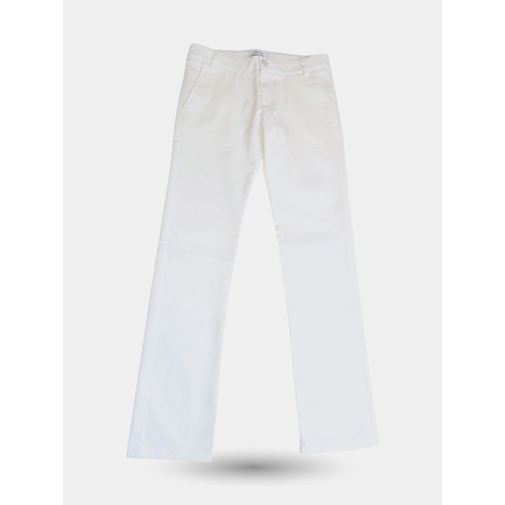 Pantaloni eleganti Aletta bianchi slim fit da ragazzo, vista frontale
