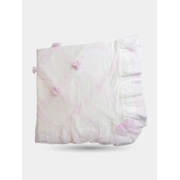 Copertina nascita Aletta panna da neonata con pizzo rosa a rombi