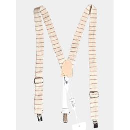 Bretelle Aletta beige a righine rosse con fibbie regolabili e clip in metallo