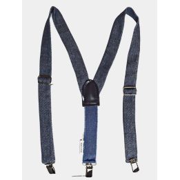 Bretelle Aletta blu mélange con linguetta blu scuro, fibbie e clip in metallo