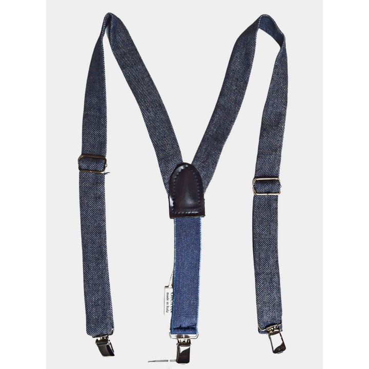 Bretelle Aletta blu mélange con linguetta blu scuro, fibbie e clip in metallo