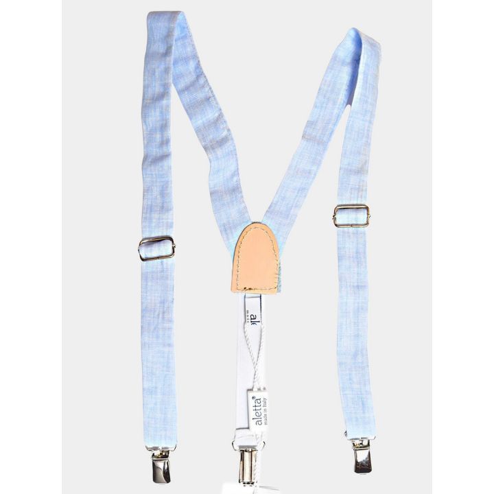 Bretelle Aletta blu chiaro mélange per neonato con fibbie e clip in metallo