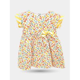 Vestito bimba Aletta con stampa a pesciolini colorati, vista frontale